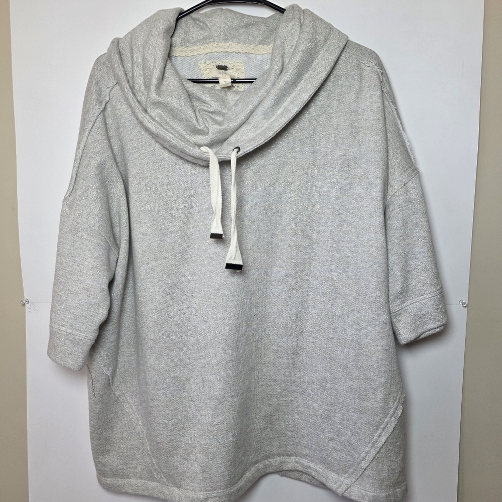 Gray Knitwear Pullover Top Cowl Collar Women Size 1X